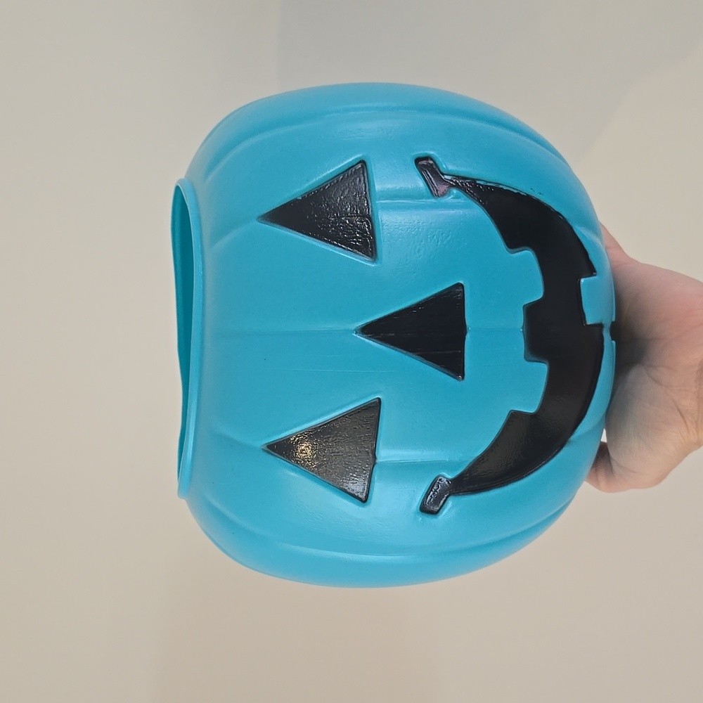 Vintage Halloween blue jack o lantern blow mold bucket